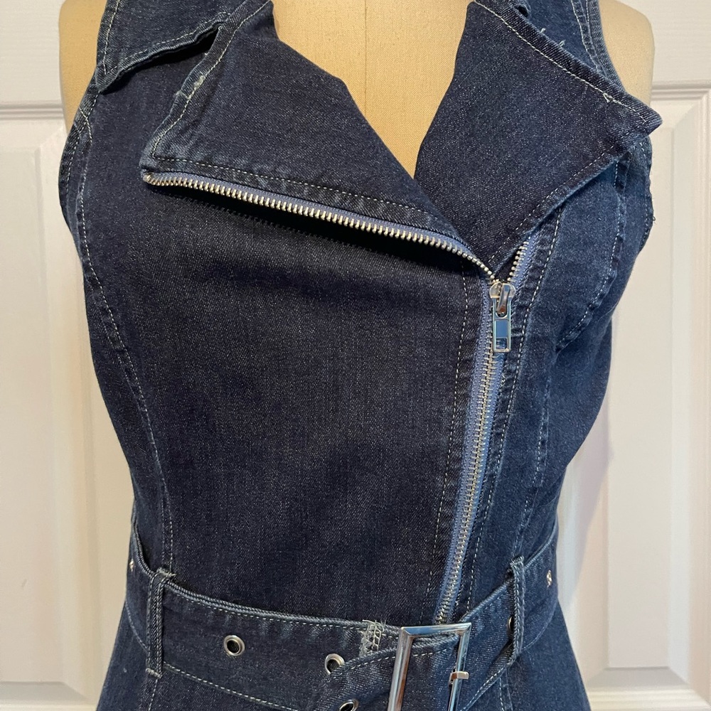 DENIM ZIP MINI DRESS - Picture 4 of 5